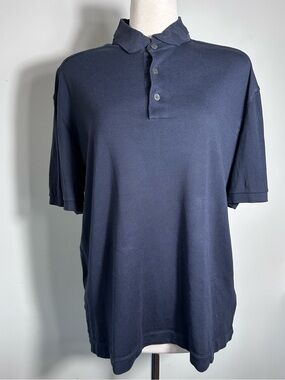 Zegna Navy Short-Sleeve Polo Shirt